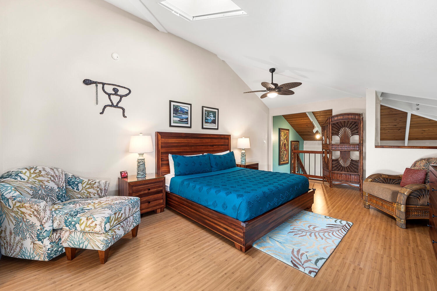 Kailua Kona Vacation Rentals, Kanaloa at Kona 3304 - Spacious loft suite with king bed, ceiling fan, and bonus sitting area.