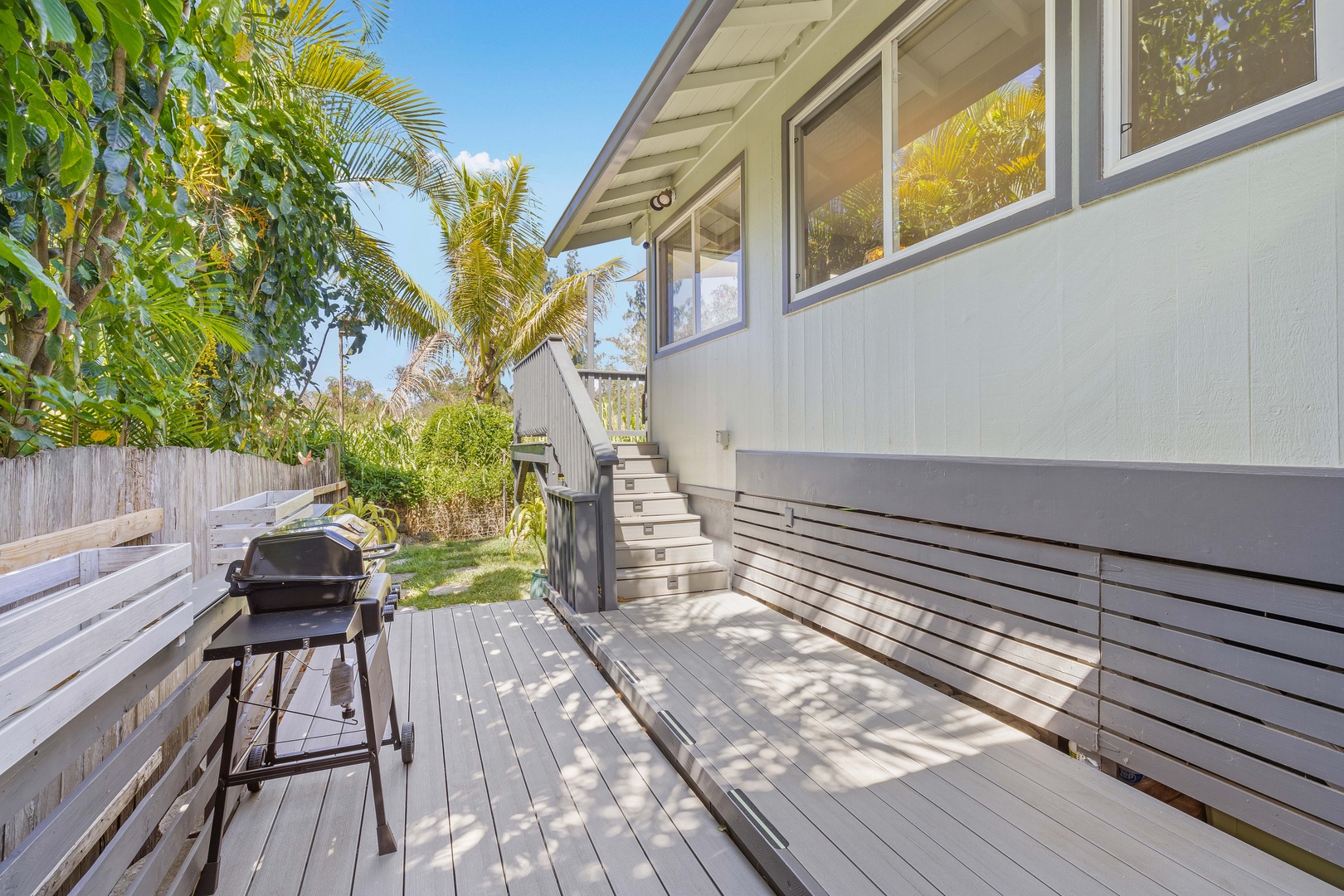 Haleiwa Vacation Rentals, Velzey Ohana Villa (4B Vacation Home) - Additional deck space with a grill setup, ideal for BBQ nights after a day at the beach.