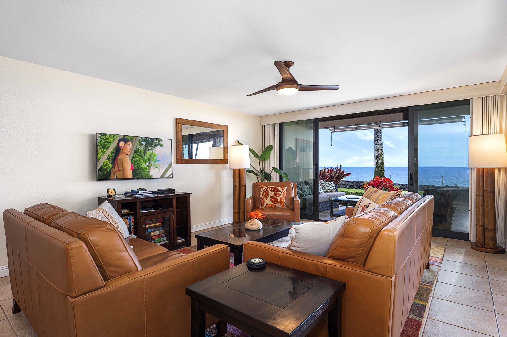 Kailua Kona Vacation Rentals, Keauhou Kona Surf & Racquet 2101 - Equipped with glass sliders for an easy access to the lanai.