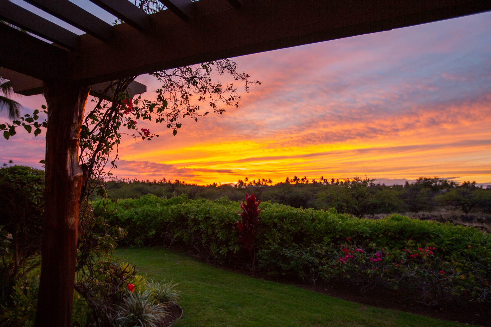 Kamuela Vacation Rentals, Palm Villas E1 - Dazzling Sunset Colors From Your Private Patio!