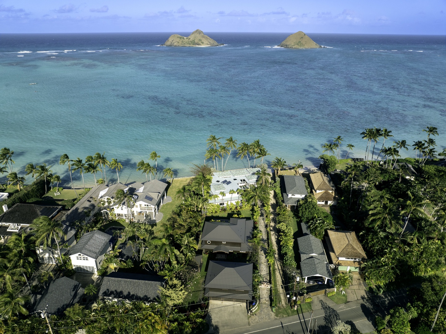 Kailua Vacation Rentals, Mokulua Seaside - Aerial shot of the property