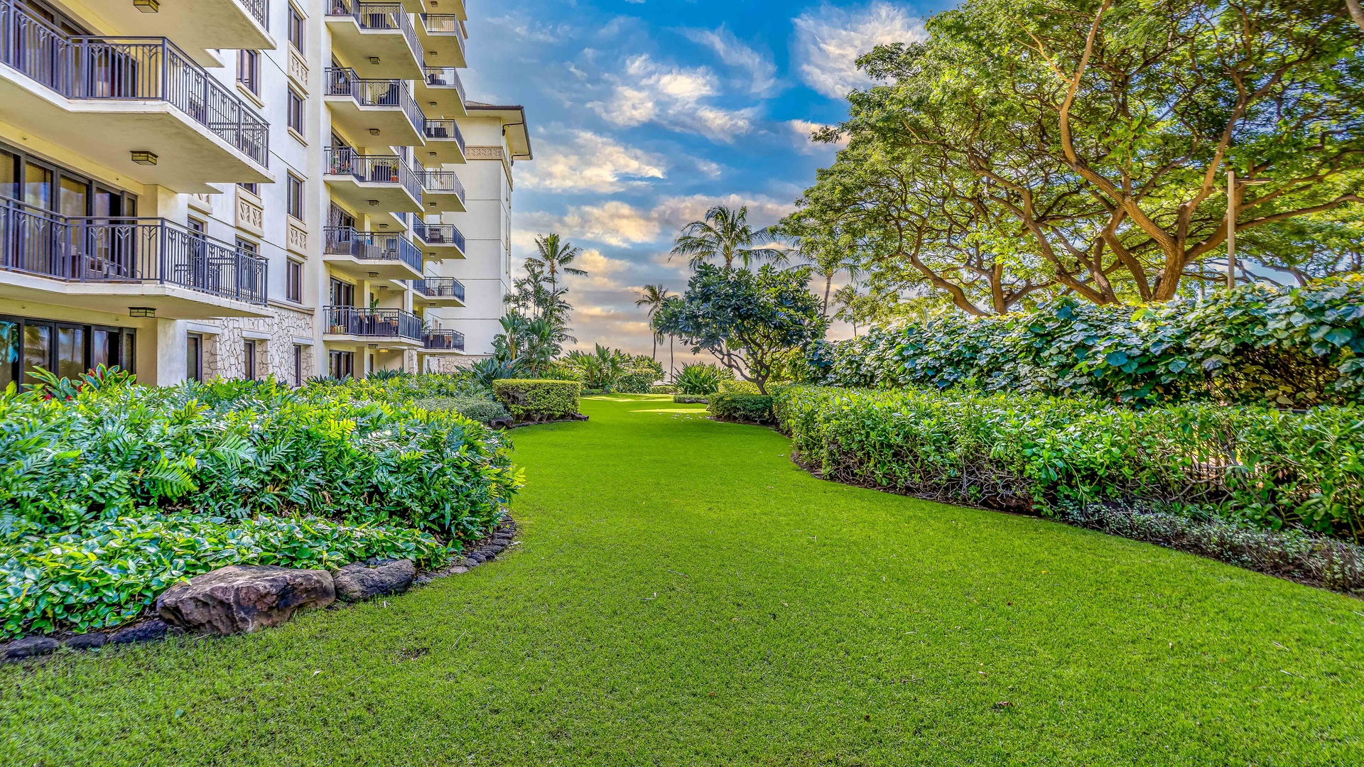 Kapolei Vacation Rentals, Ko Olina Beach Villas B102 - Garden views from the lanai.