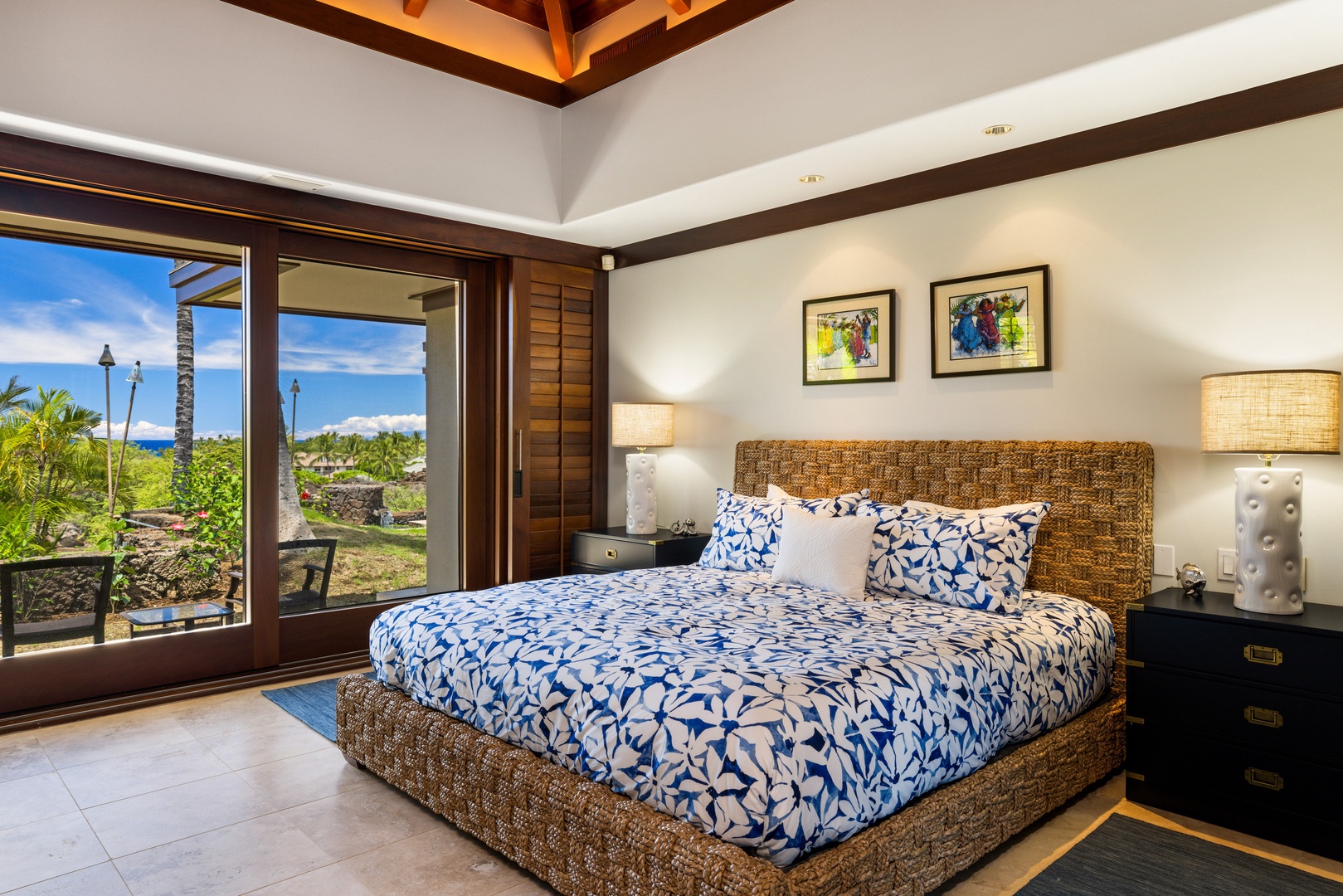 Kamuela Vacation Rentals, Champion Ridge 7 - Elegant guest suite with king bed and private garden views—ideal for couples or friends.
