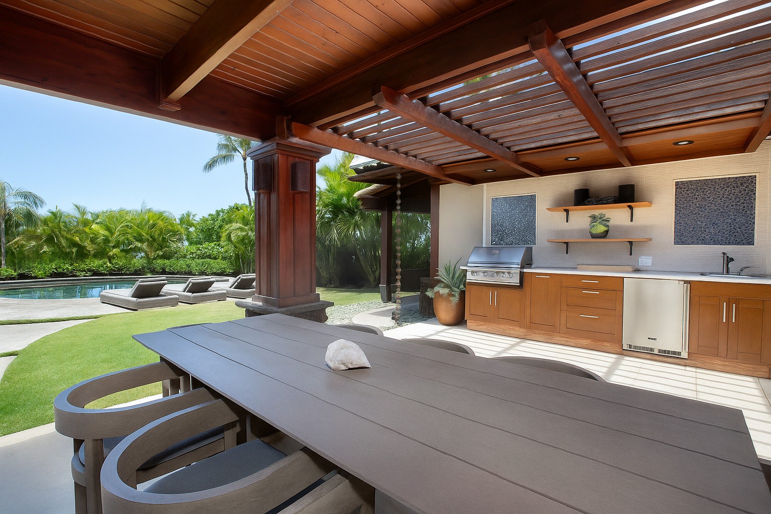 Kamuela Vacation Rentals, Beach Walker at Champion Ridge - Grill, dine, and enjoy tropical breezes in this stunning outdoor space.