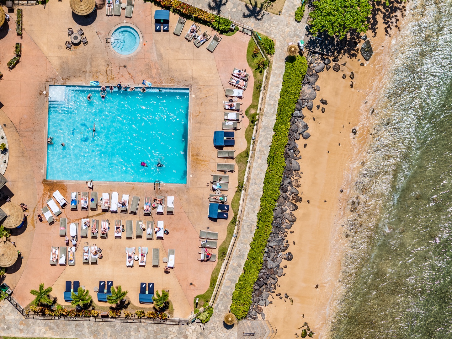 Lahaina Vacation Rentals, Kaanapali Shores 544 - Bird’s-eye view of Kaanapali Shores 544’s oceanside pool, where relaxation meets stunning ocean views.