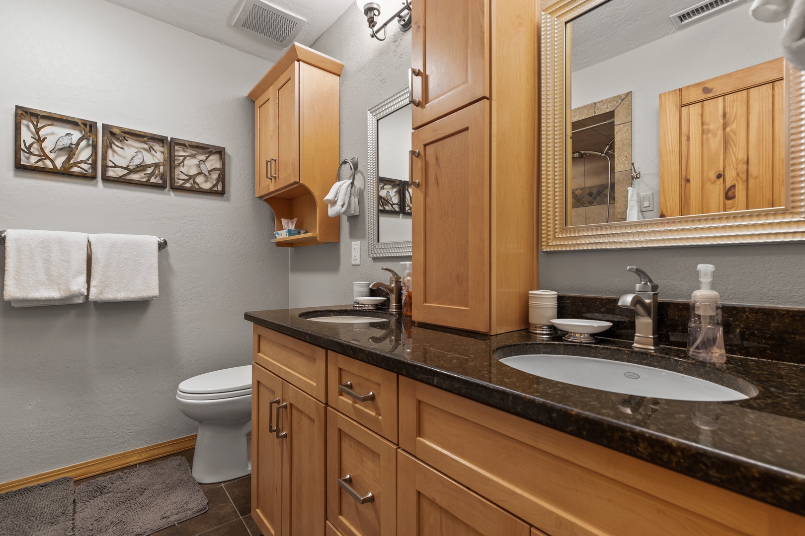 Park City Vacation Rentals, Park City Bungalow on Park Ave - Main level bath with a dual vanity and shower/tub combination
