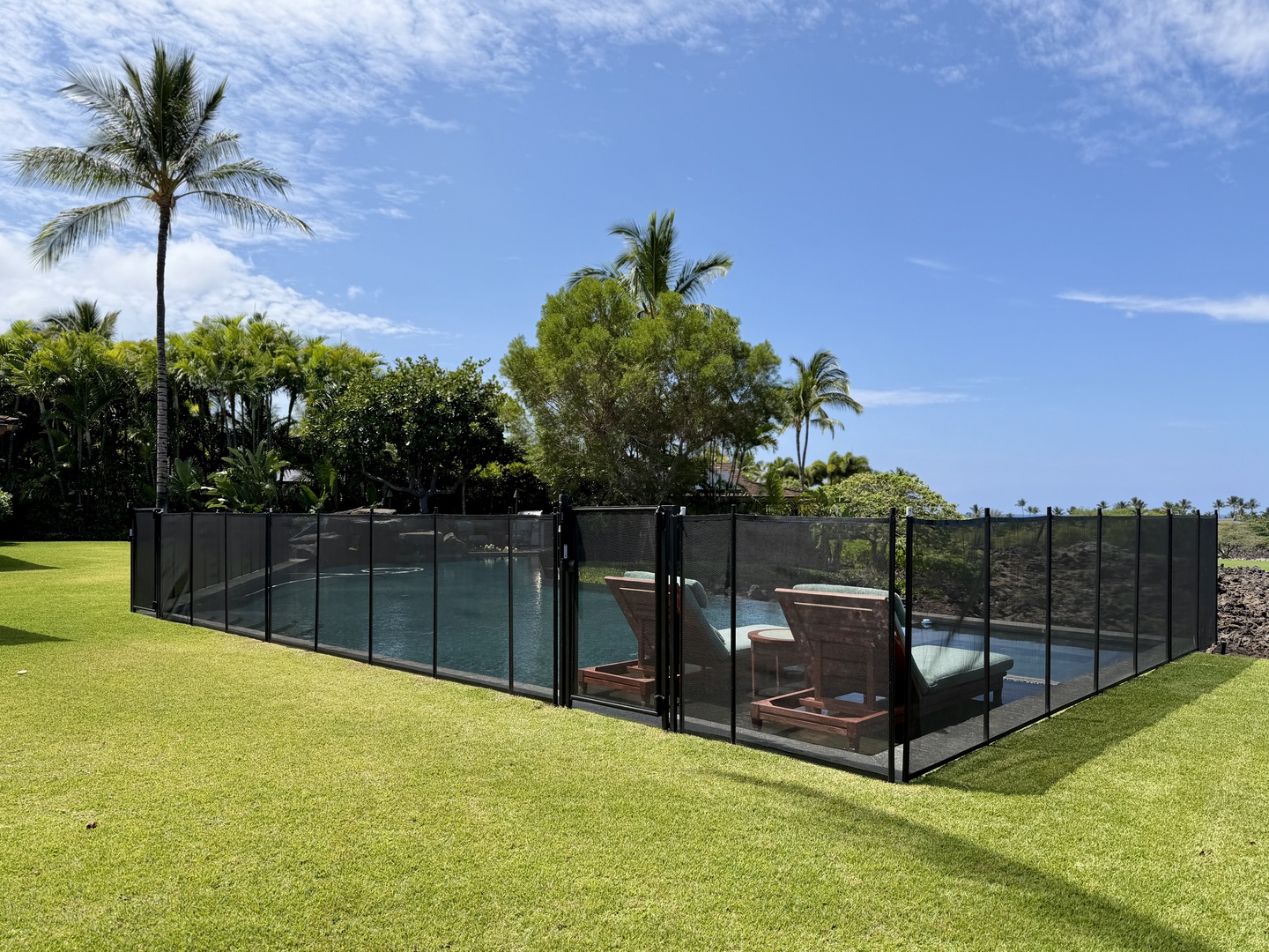 Kailua Kona Vacation Rentals, 5BD Ke Alaula Estate (144) at Hualalai Resort - View of the pool & spa with a Child Safety fence that can be set up upon request (Set-up fee applies)