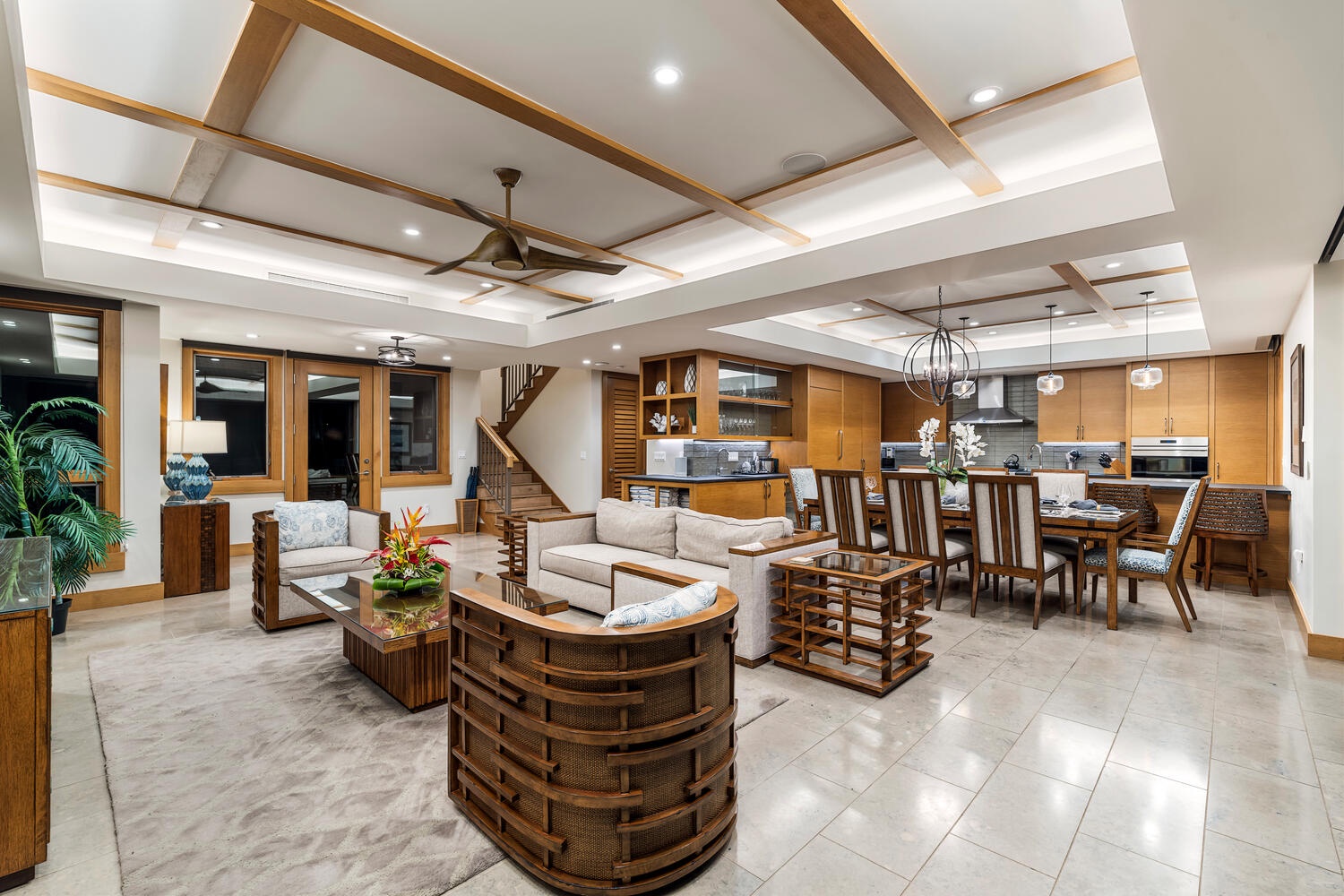 Kamuela Vacation Rentals, Laule'a at the Mauna Lani Resort #14 - The spacious great room features multiple seating areas and seamless flow.