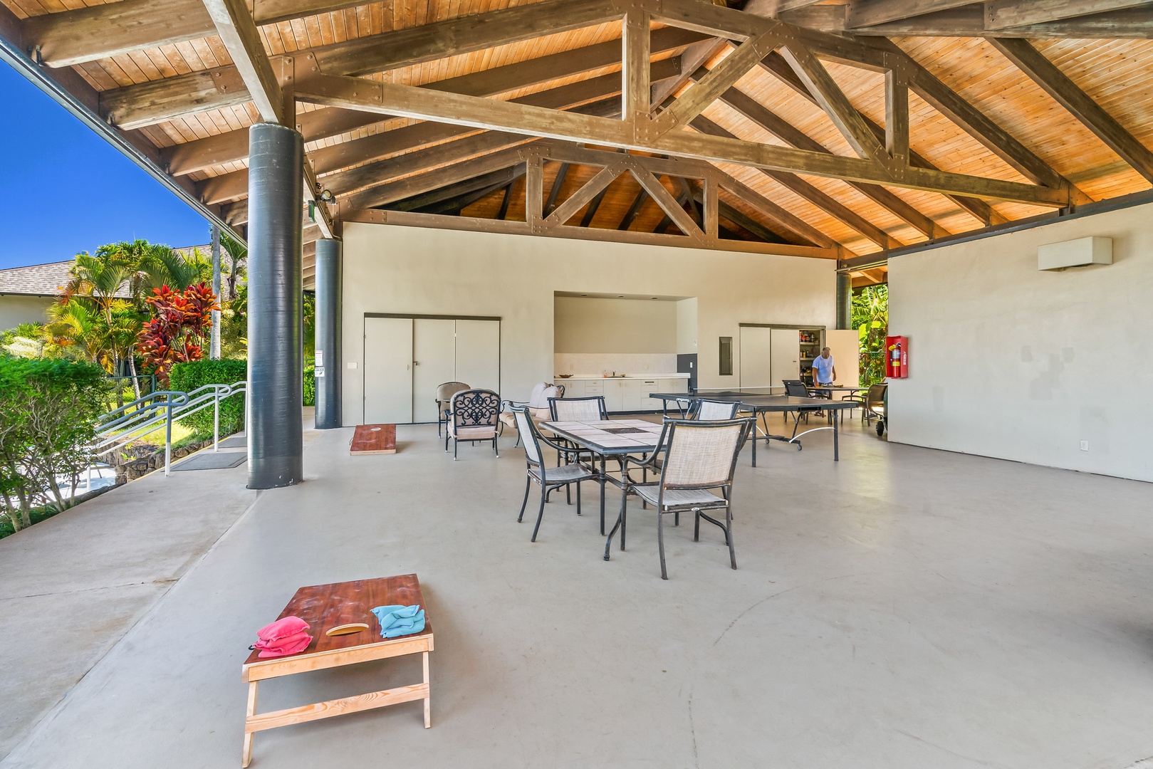 Princeville Vacation Rentals, Mauna Kai 7B - Wood beams and open sides keep the pavilion breezy, with a ping pong table ready for a rematch.