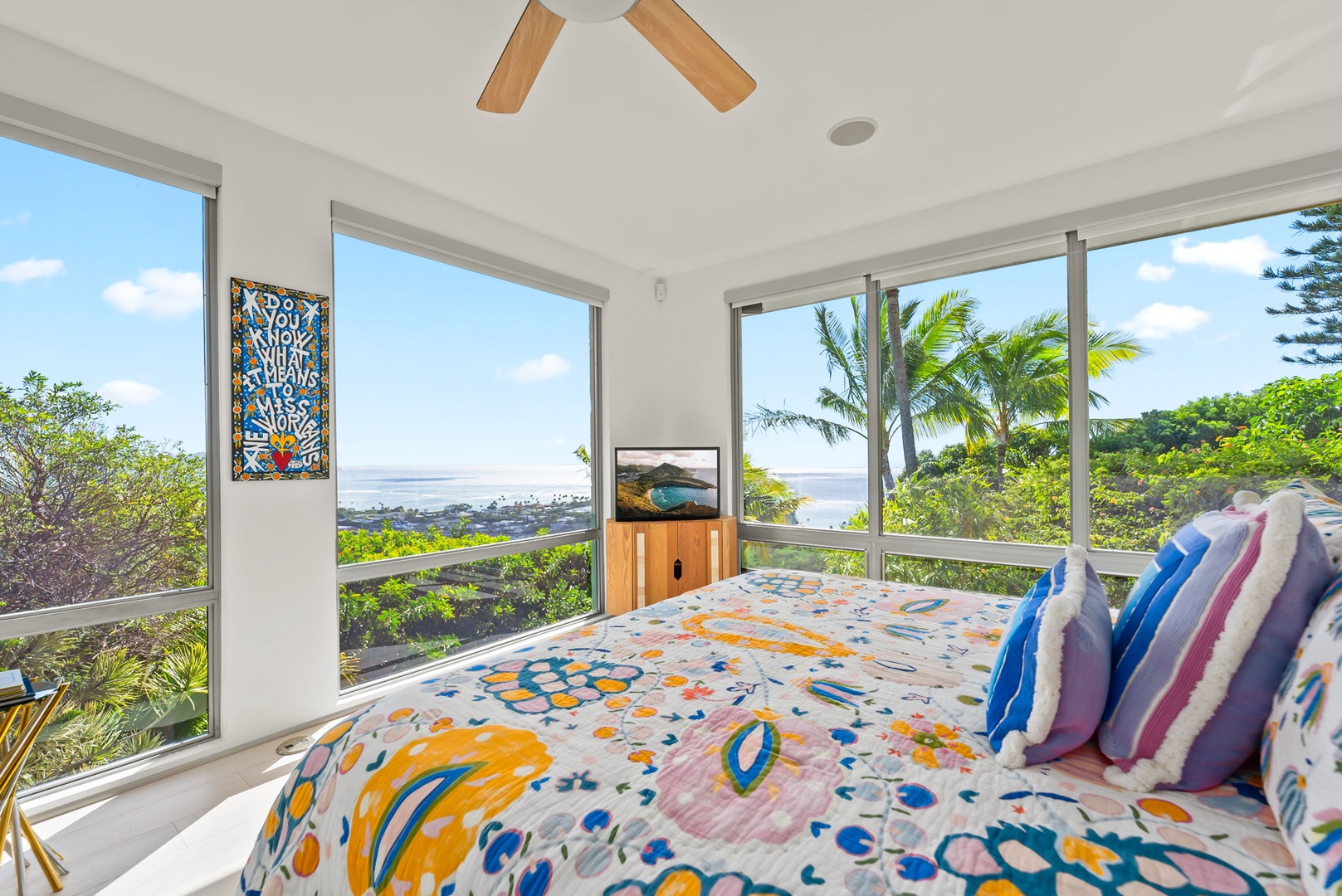 Honolulu Vacation Rentals, Kahala Hills Estate - Relax and recharge with peaceful views of palms and ocean blues.