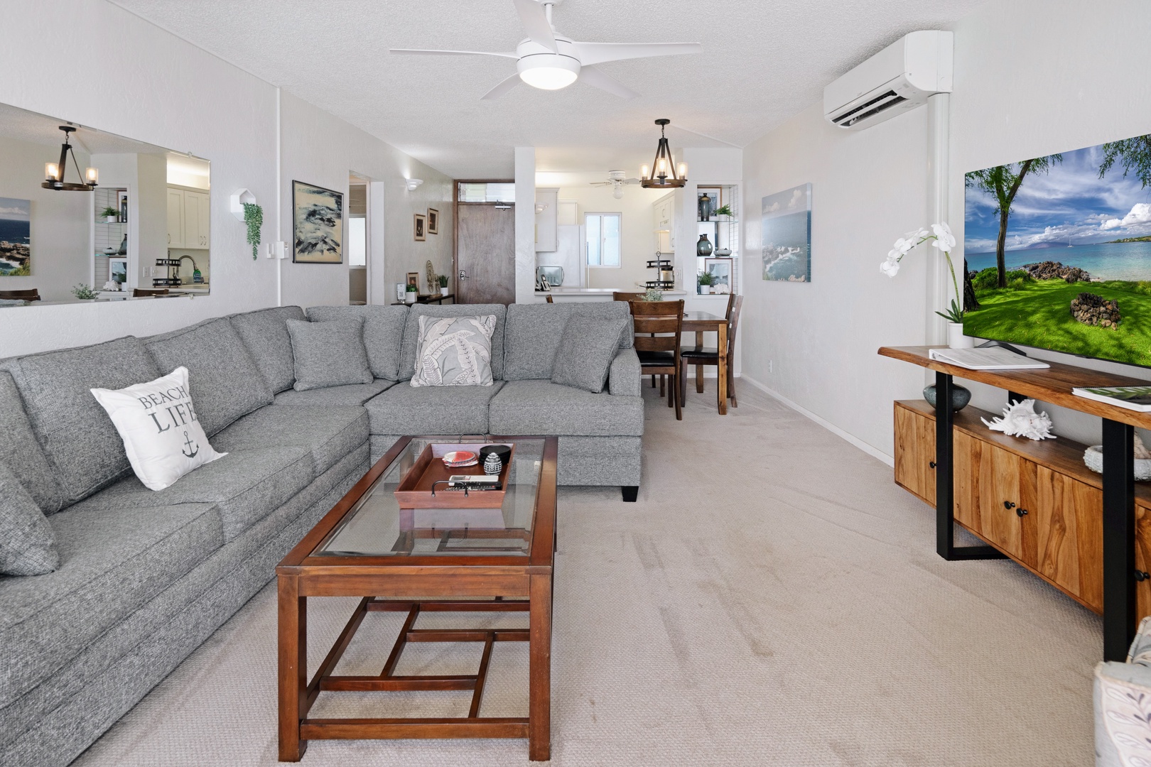 Kihei Vacation Rentals, Menehune Shores 316 - A BEACH LIFE pillow says exactly what this stretch of Kihei has already been telling you.