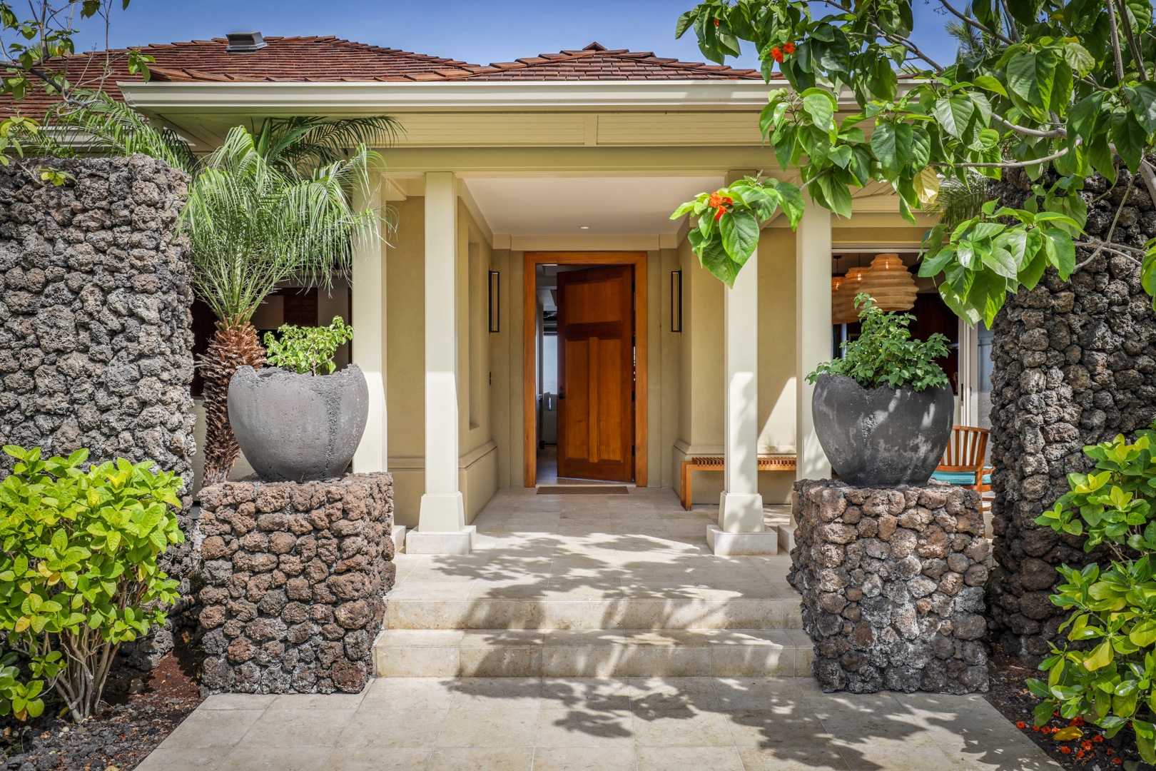 Kailua Kona Vacation Rentals, 4BD Hainoa Estate (122) at Four Seasons Resort at Hualalai - Elegant front entrance.