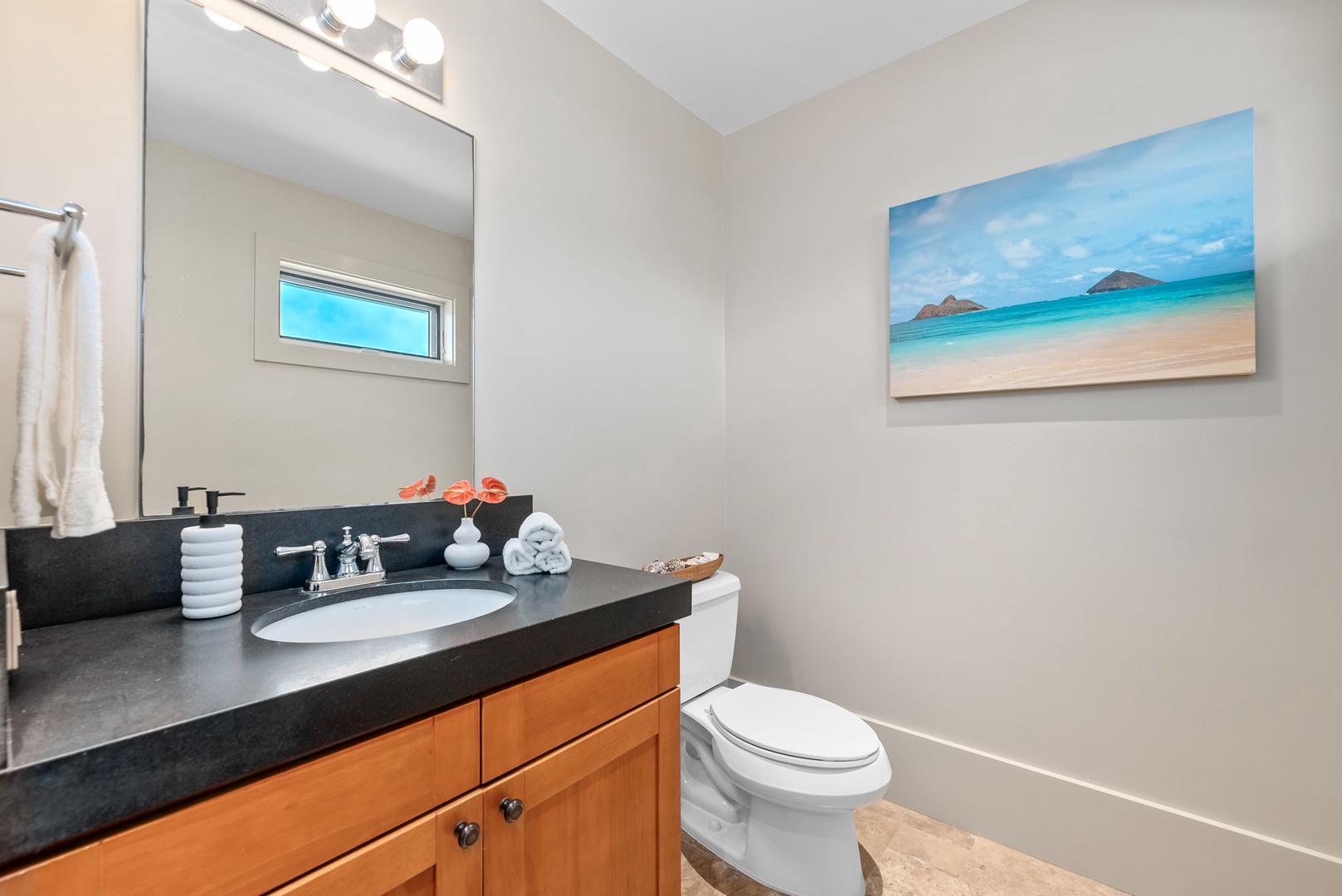 Kailua Vacation Rentals, Makalei - An ensuite bathroom with a single vanity.