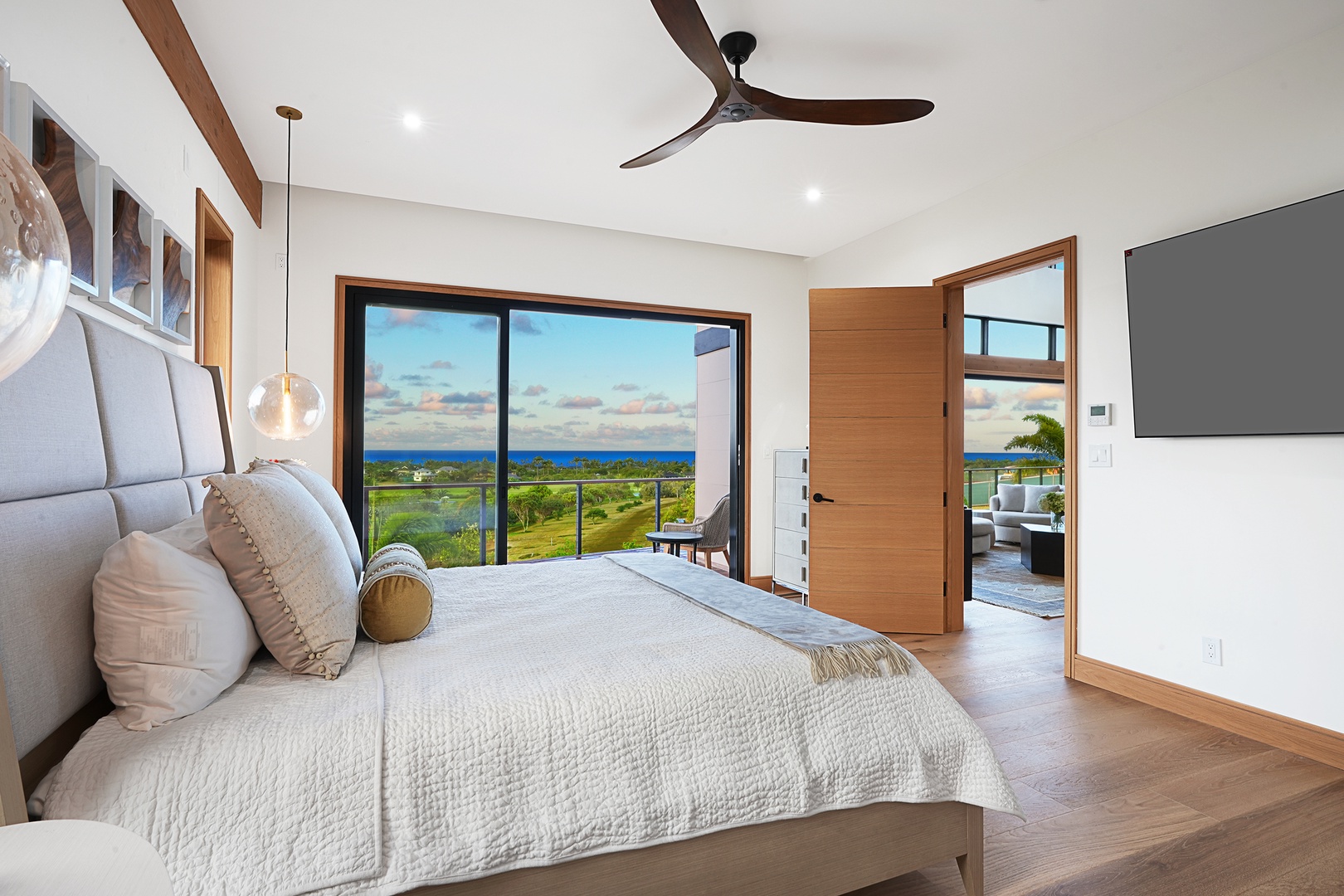 Koloa Vacation Rentals, Hale Keaka at Kukui'ula - Awaken in this serene primary suite where comfort meets elegance, offering sweeping views that promise a new perspective with every sunrise.