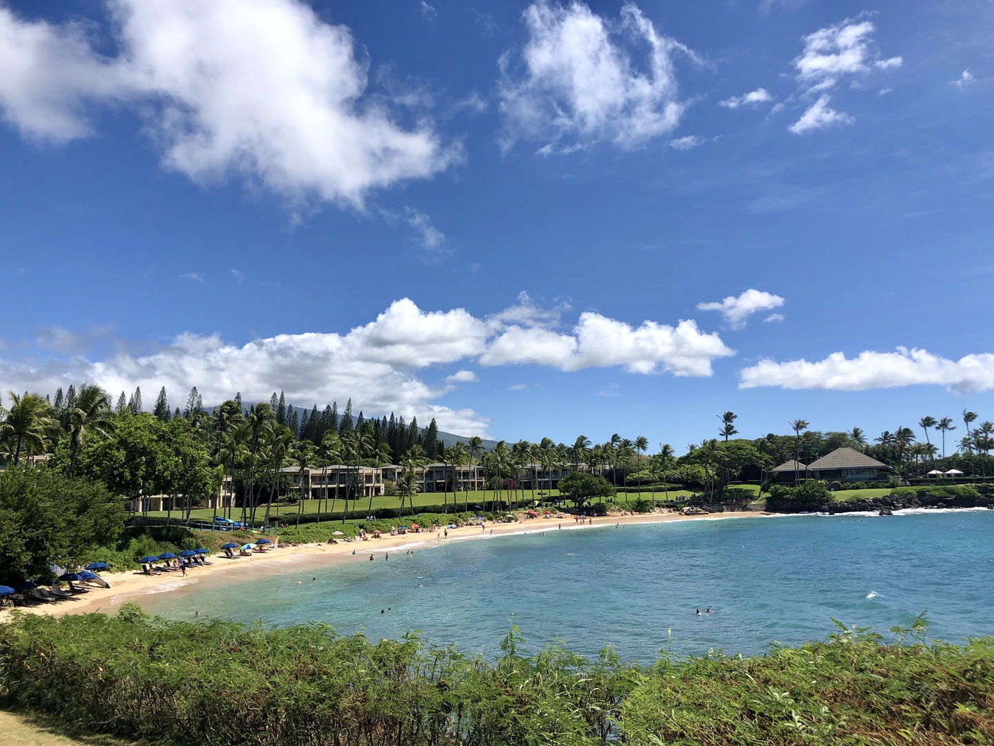 Lahaina Vacation Rentals, Kapalua Ridge 1421 - A picturesque beach cove lined with soft golden sand and gentle blue waters.