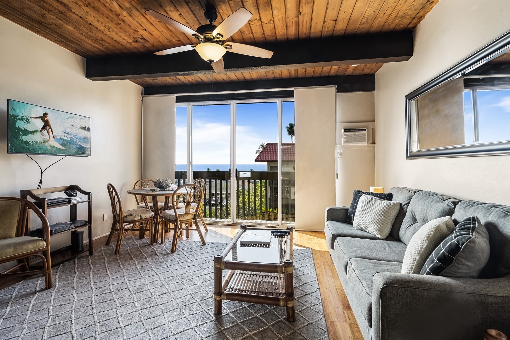 Kailua-Kona Vacation Rentals, Kona Mansions D231 - Living room featuring A/C with comfortable sleeper sofa