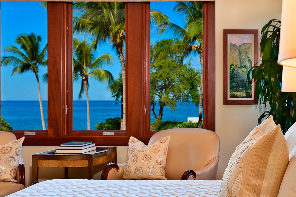 Wailea Vacation Rentals, Royal Ilima A201 at Wailea Beach Villas* - A201 Royal Ilima - The Ocean Front and Beach Front View Primary Bedroom Suite...