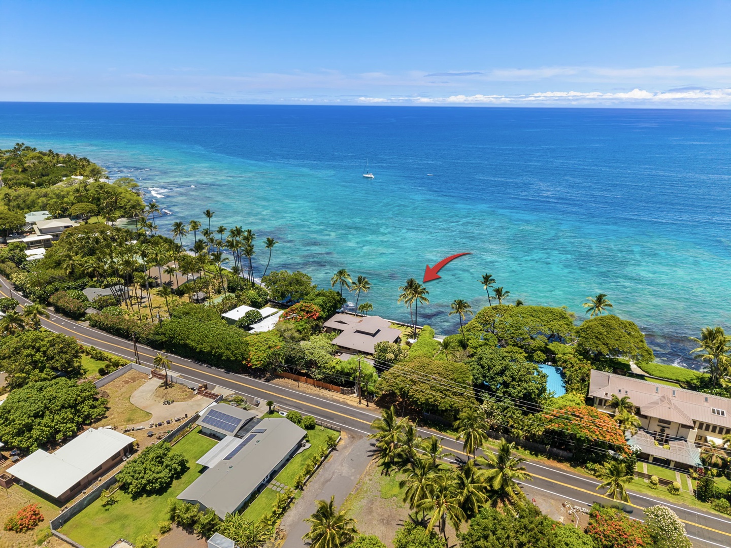 Kamuela Vacation Rentals, Island Time Retreat - From above, the reef and coves trace the coastline the property sits on.