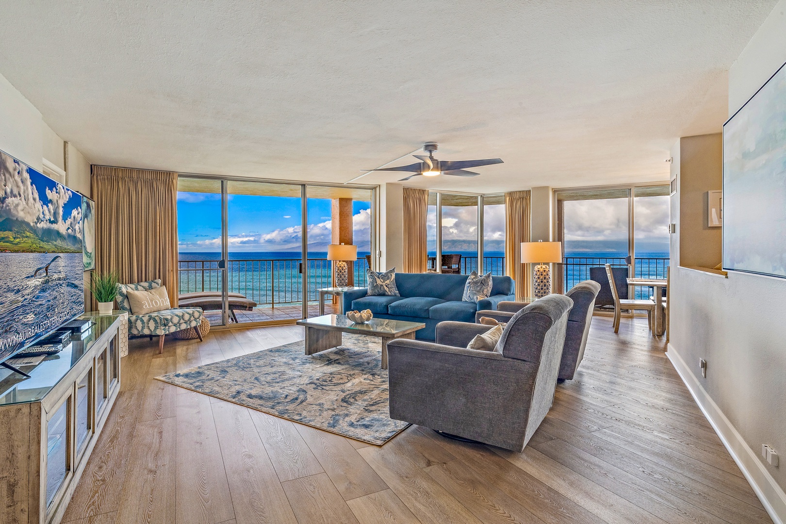 Lahaina Vacation Rentals, Royal Kahana 1010 - The living room offers comfortable seating with direct access to the lanai and beautiful ocean views.