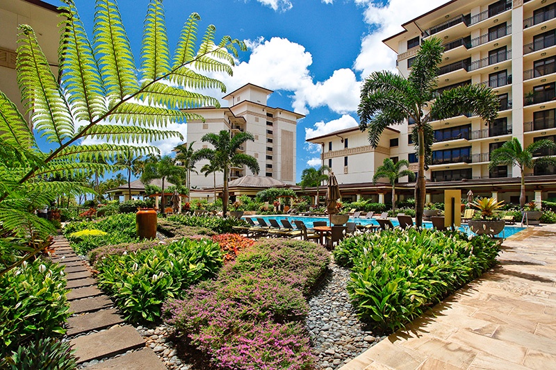 Kapolei Vacation Rentals, Ko Olina Beach Villas O224 - The manicured gardens around the pool.