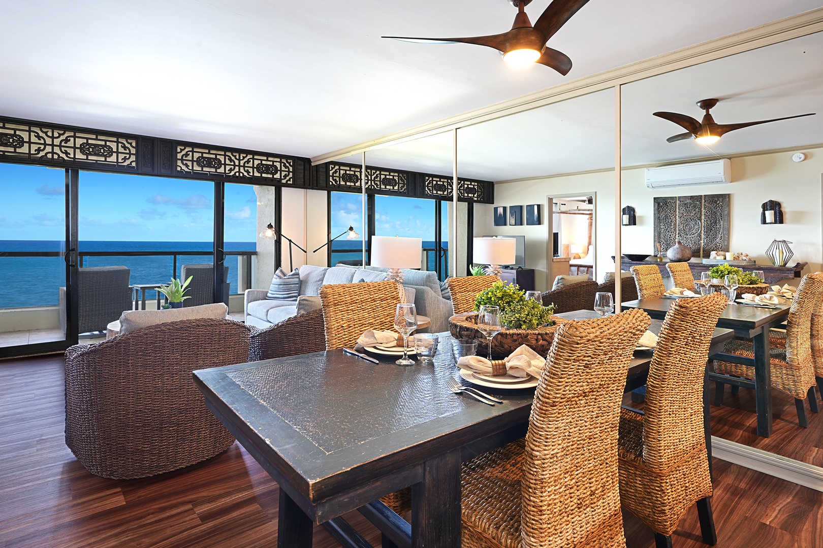 Koloa Vacation Rentals, Poipu Shores A206 - Savor Every Meal at the Elegant Table, Perfectly Set for Four.