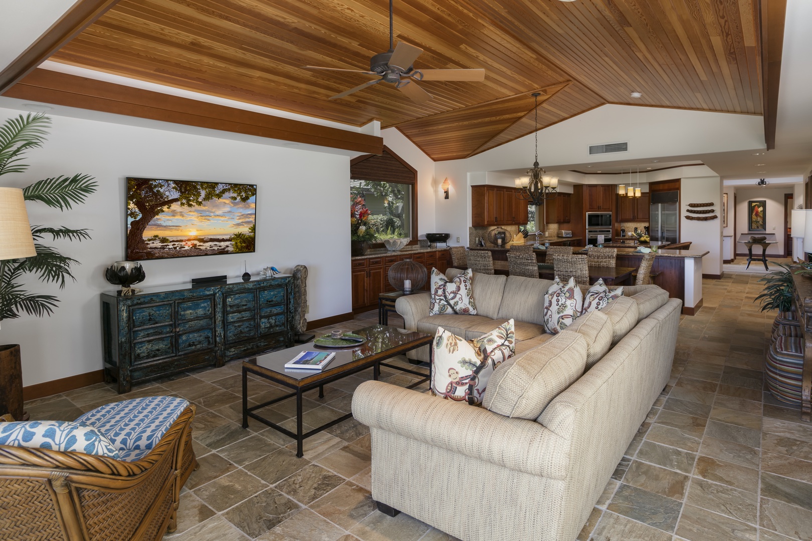 Kamuela Vacation Rentals, Villages at Mauna Lani Resort Unit # 728 - TVs in the great room and all three bedrooms