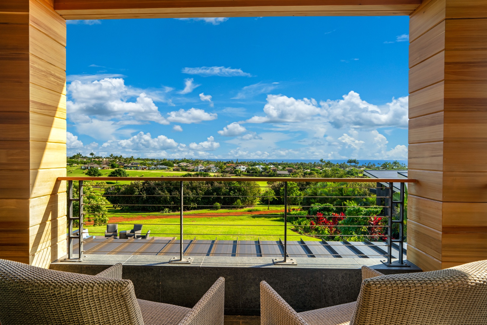 Koloa Vacation Rentals, Hale Laule'a at Kukui'ula - Unwind in your private outdoor sanctuary with sweeping views of emerald golf course fairways.