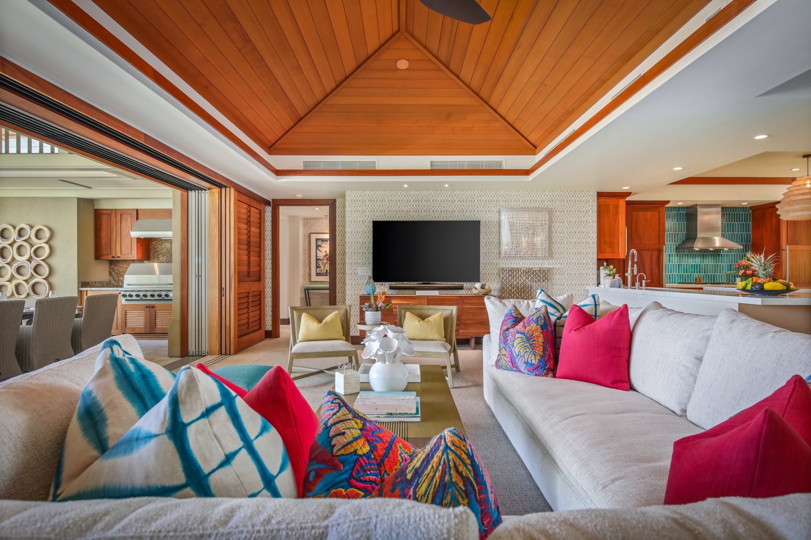 Kailua Kona Vacation Rentals, 4BD Hainoa Estate (122) at Hualalai Resort - Capacious great room seating area with top of the line Smart flat screen television.