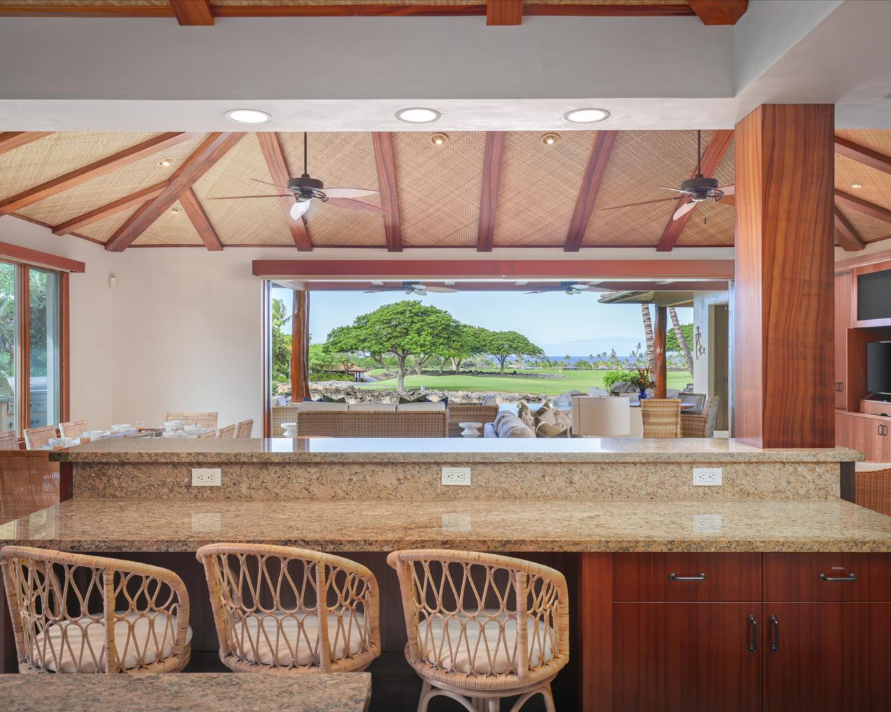 Kailua Kona Vacation Rentals, 3BD Pakui Street Estate (131) at Hualalai Resort - Alternate view from the kitchen toward the ocean