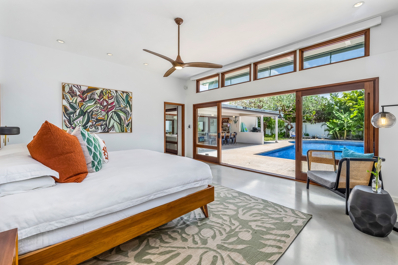 Kailua Vacation Rentals, Lokomaika'i Kailua - Primary bedroom with walk in closet and ensuite and pool views!