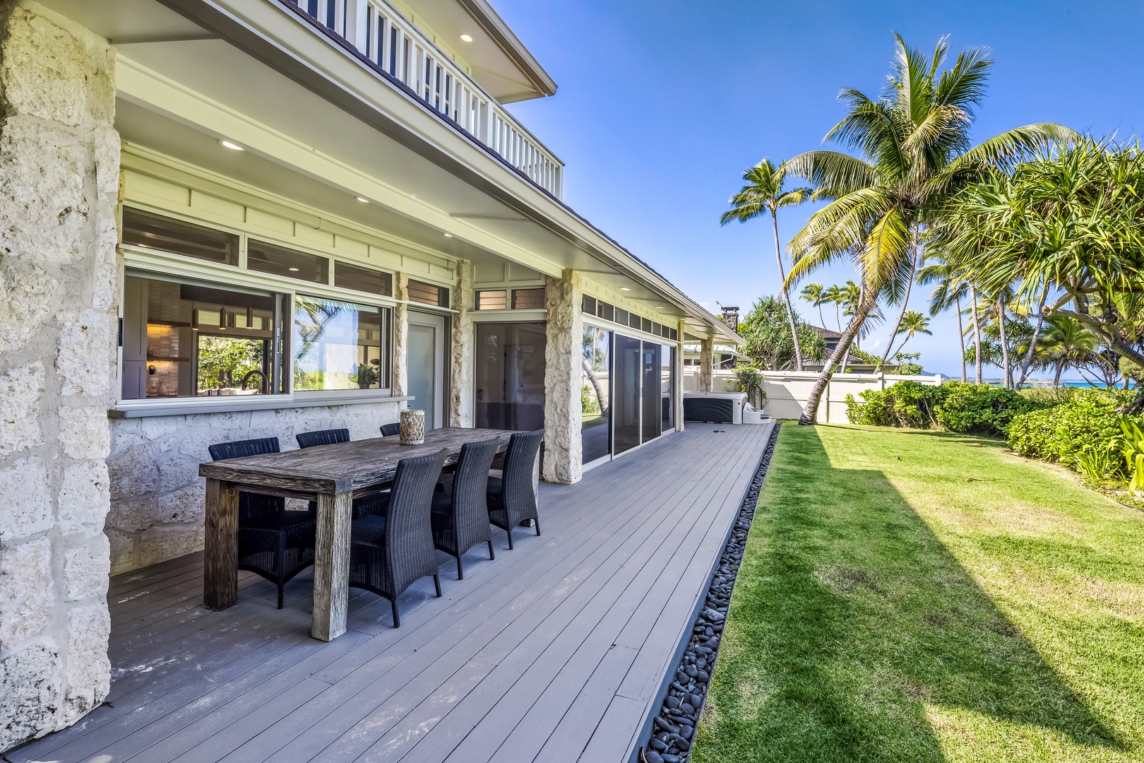 Kailua Vacation Rentals, Na Makana Villa - An outdoor dining space is also available on the ocean-facing lanai