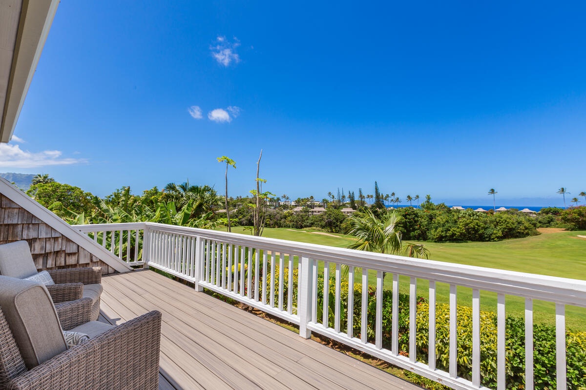 Princeville Vacation Rentals, Hokulani Villa - Enjoy your morning coffee from the private lanai.