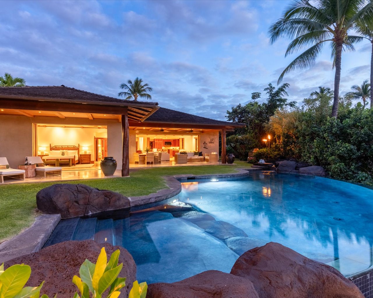 Kailua Kona Vacation Rentals, 3BD Pakui Street (131) Estate Home at Four Seasons Resort at Hualalai - From the infinity pool toward two of the ocean-view lanais
