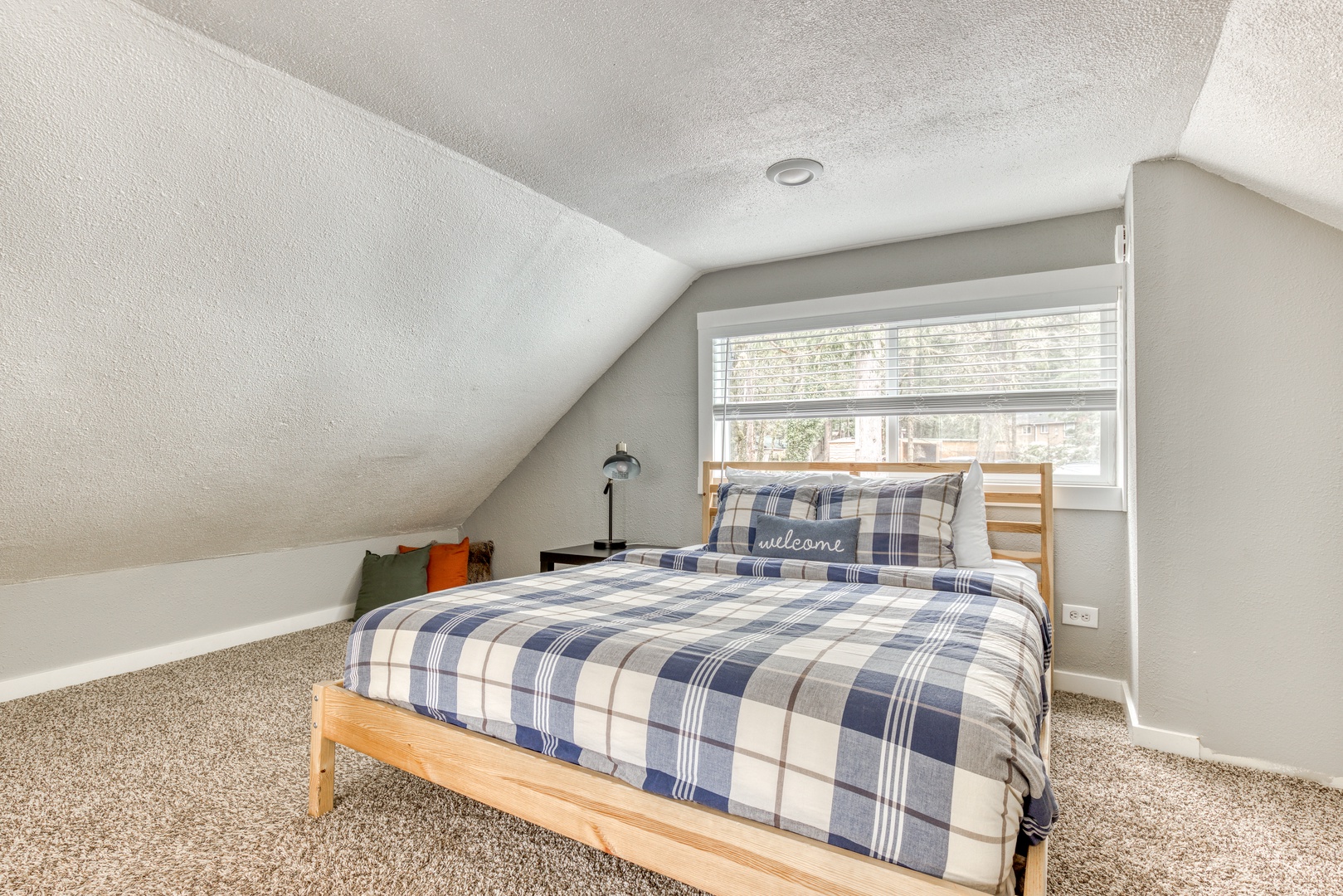 Rhododendron Vacation Rentals, Riverbend Cabin #2 - Guest bedroom three, located in the loft area above the common room, has a queen bed