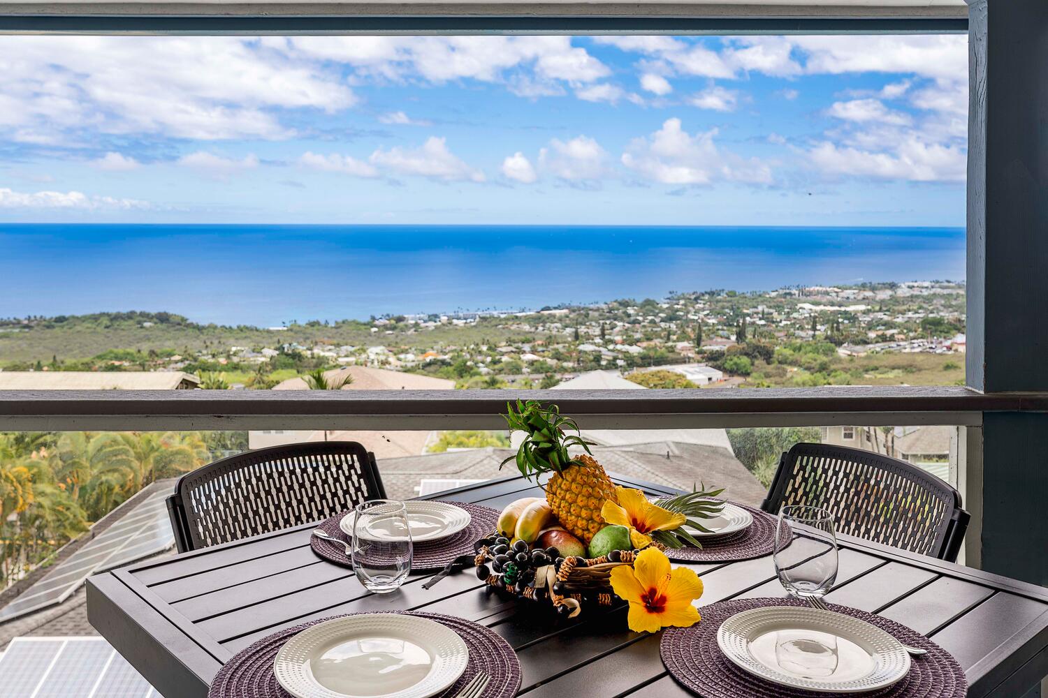 Kailua Kona Vacation Rentals, Honu O Kai (Turtle of the Sea) - Enjoy your meals from the upstair lanai with panoramic ocean views!