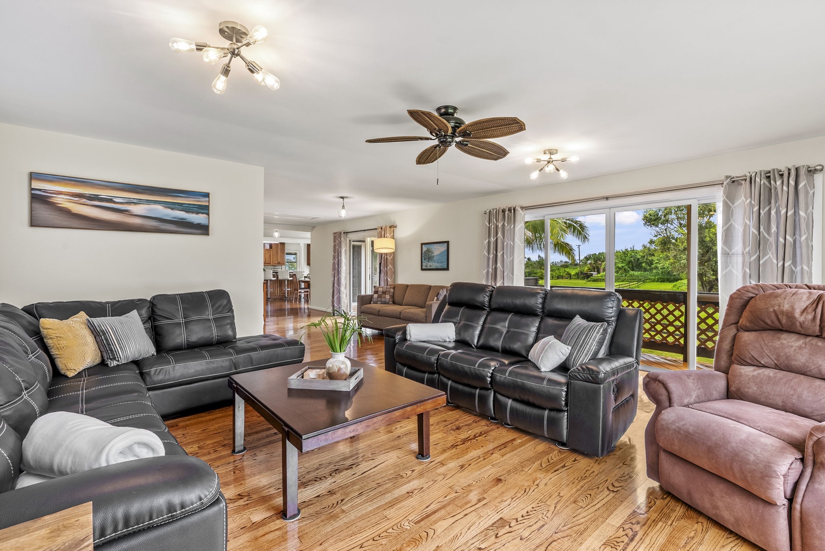 Hauula Vacation Rentals, Mau Loa Hale - Natural light from windows and sliders