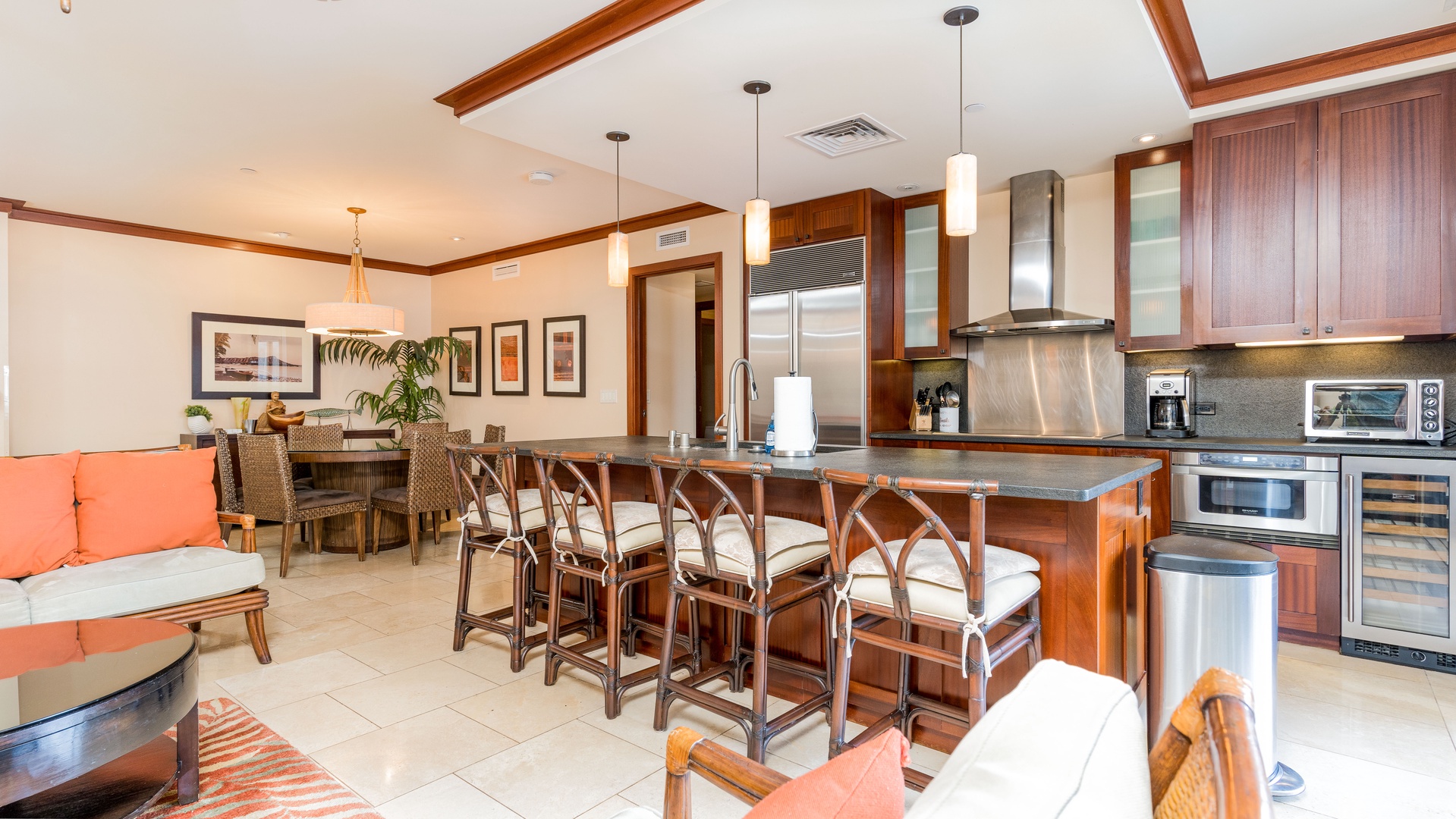 Kapolei Vacation Rentals, Ko Olina Beach Villas O521 - You will have bar seating and an open floor plan for entertaining.