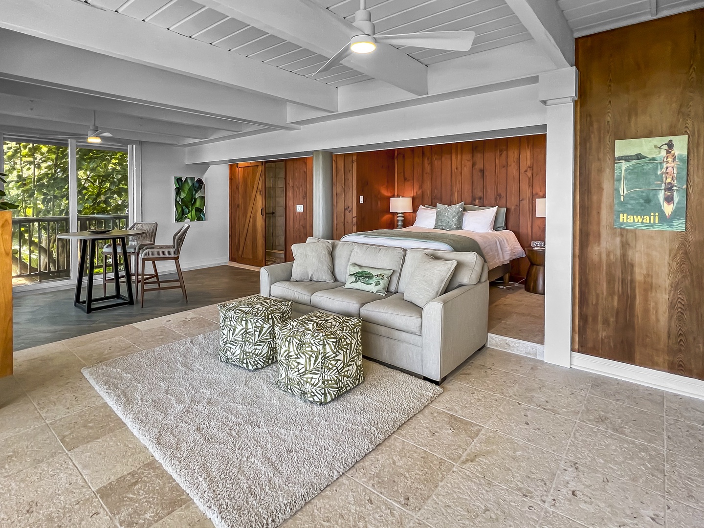 Kailua Vacation Rentals, Hale Lani - Extra large guest bedroom with queen and pull out sofa.