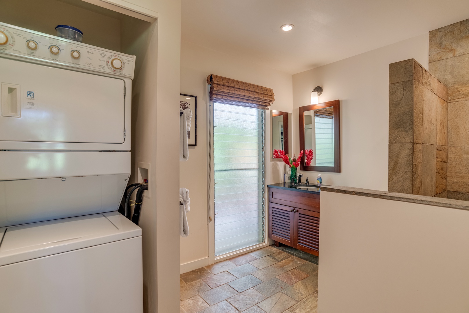 Lahaina Vacation Rentals, Aina Nalu D103 - The Guest Full Bath has a washer and dryer for your convenience