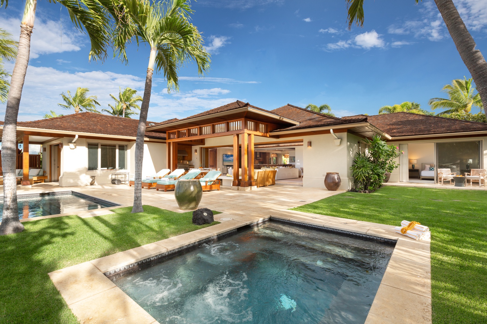 Kailua Kona Vacation Rentals, 4BD Hainoa Estate (102) at Hualalai Resort - Angle in on the spa, private pool, & covered lanais