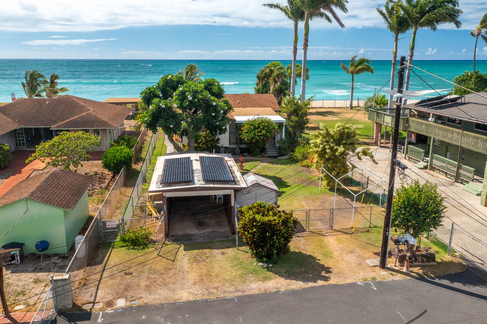 Ewa Beach Vacation Rentals, Ewa Beachfront Cottage - Elevated shot of the home