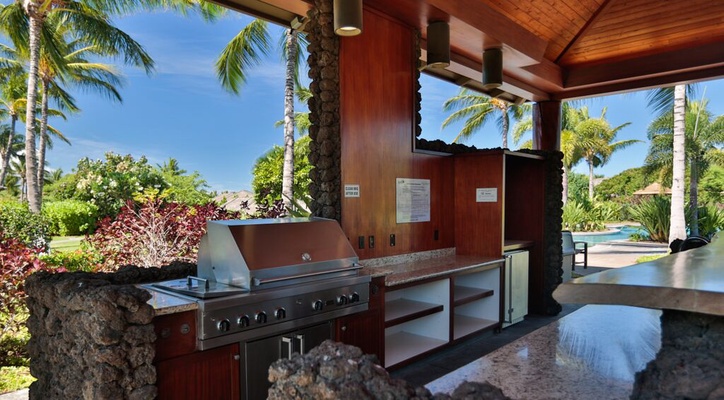 Kamuela Vacation Rentals, Mauna Lani KaMilo #123 - Community grill station.  