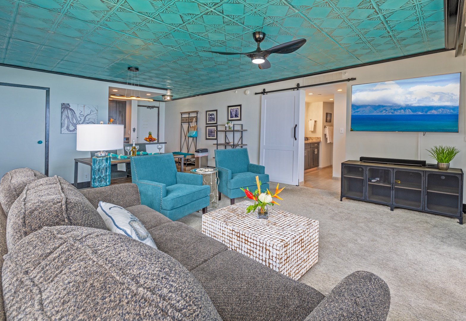 Lahaina Vacation Rentals, Valley Isle 804 - The open-concept living area is filled with natural light and offers breathtaking ocean views, perfect for relaxing or entertaining.