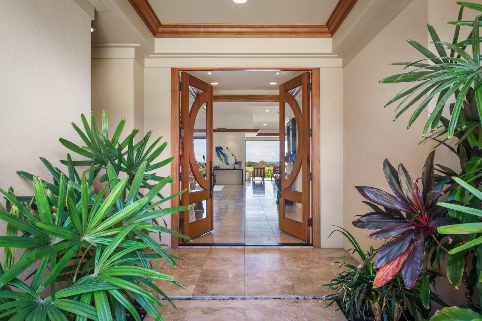 Kailua Kona Vacation Rentals, 4BD Pakui Street (147) Estate Home at Four Seasons Resort at Hualalai - Custom architectural interior entryway.