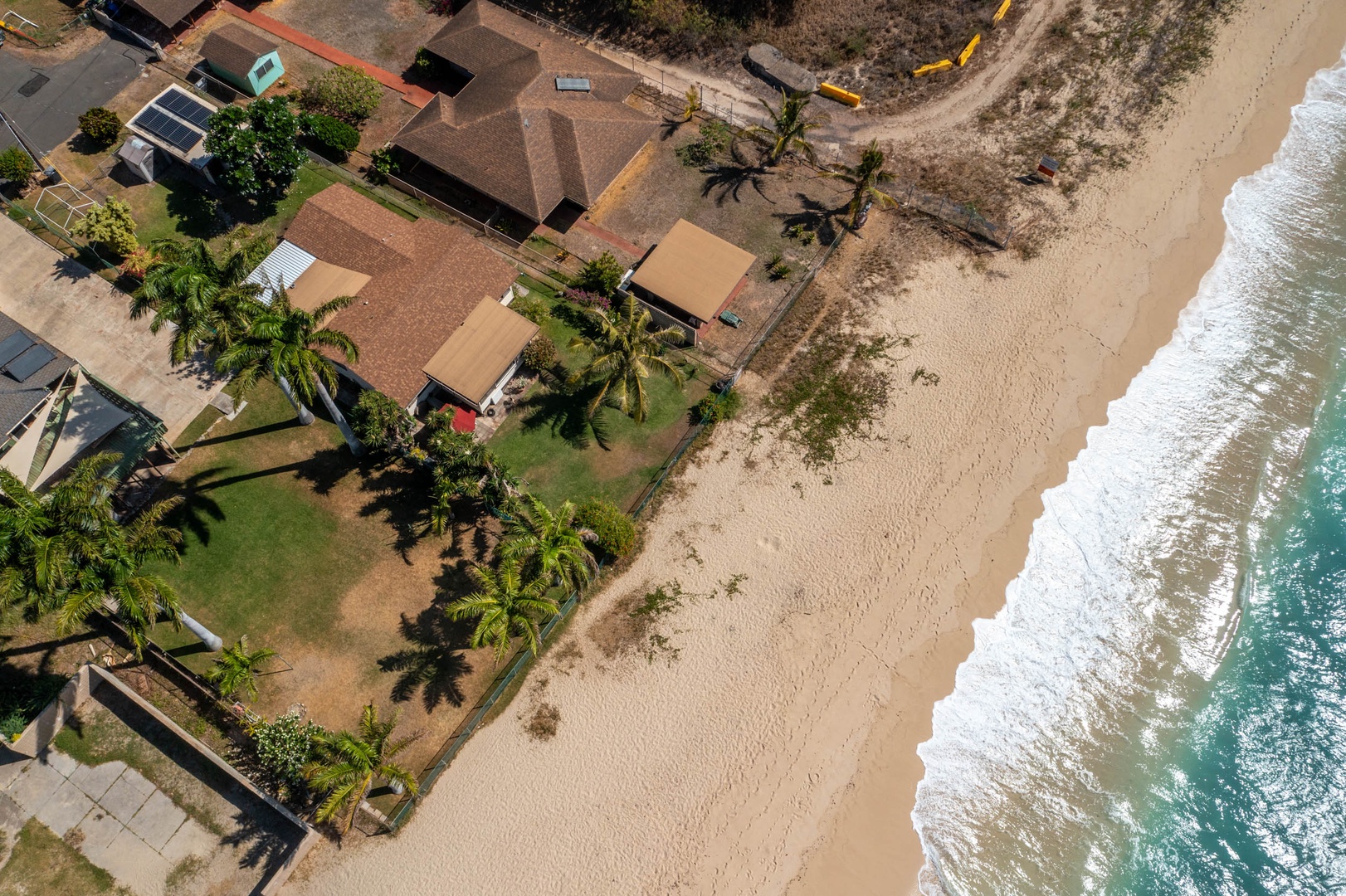 Ewa Beach Vacation Rentals, Ewa Beachfront Cottage - Aerial shot of the home