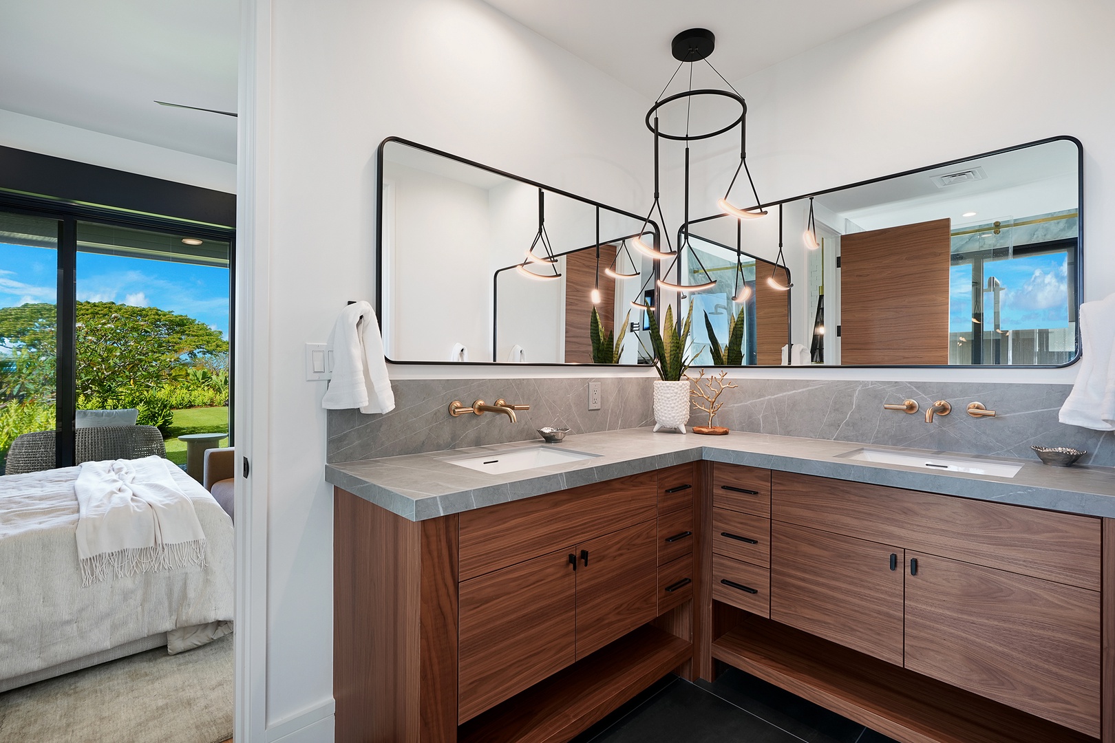Koloa Vacation Rentals, Hale O Ka Nene - Dual vanity sinks and custom finishes create a soothing start to every South Shore adventure.