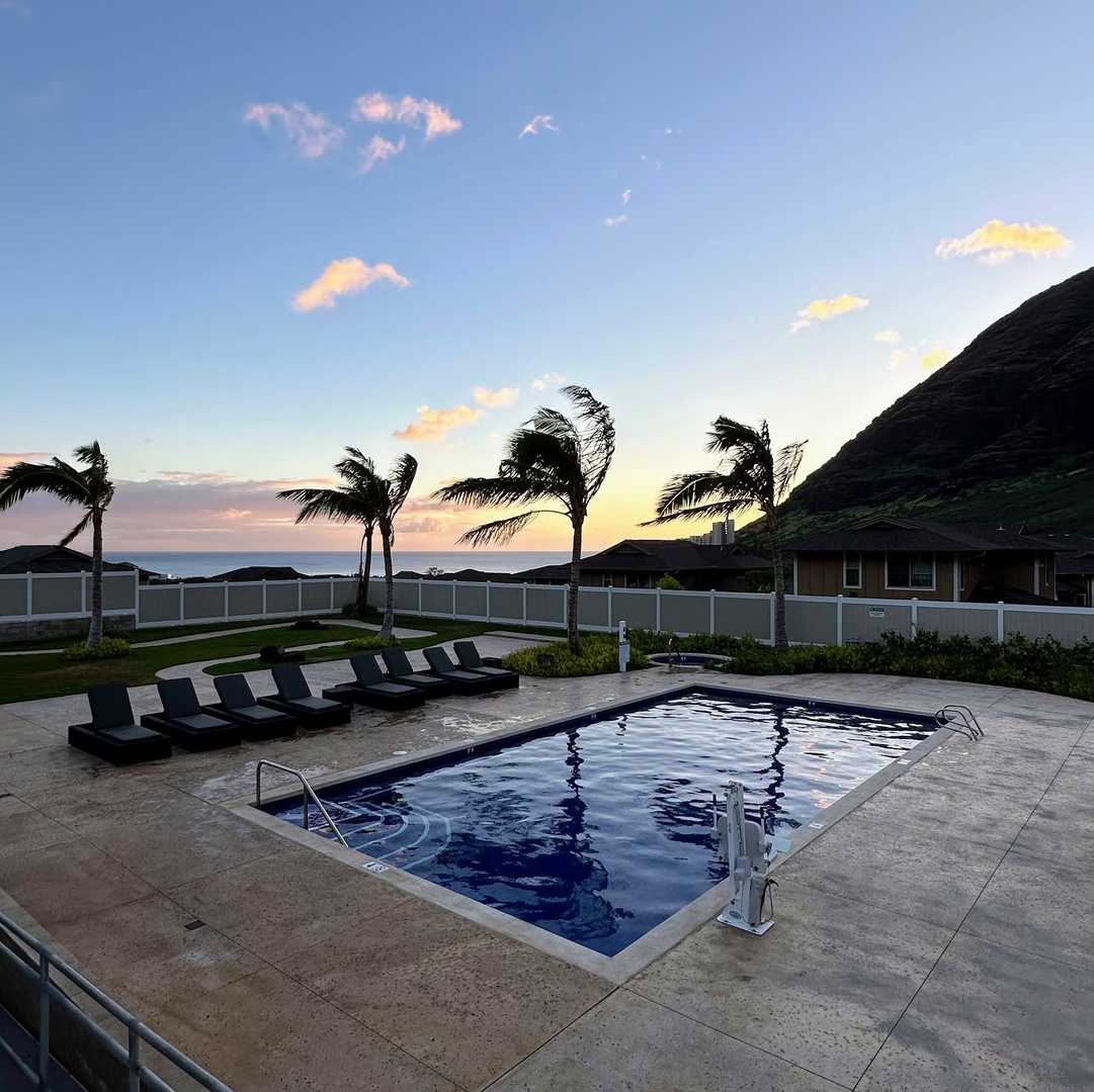 Makaha Valley Vacation Rentals, Makaha Valley Hale Kai** - Sparkling pool with loungers, ready for a morning swim or sunset dip.