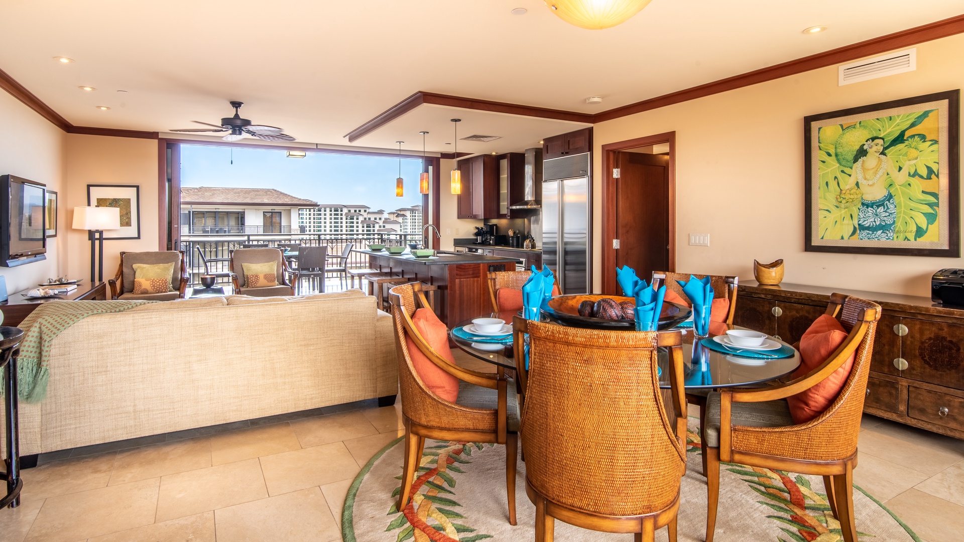 Kapolei Vacation Rentals, Ko Olina Beach Villas O1111 - The dining area with sea breezes and ocean views.