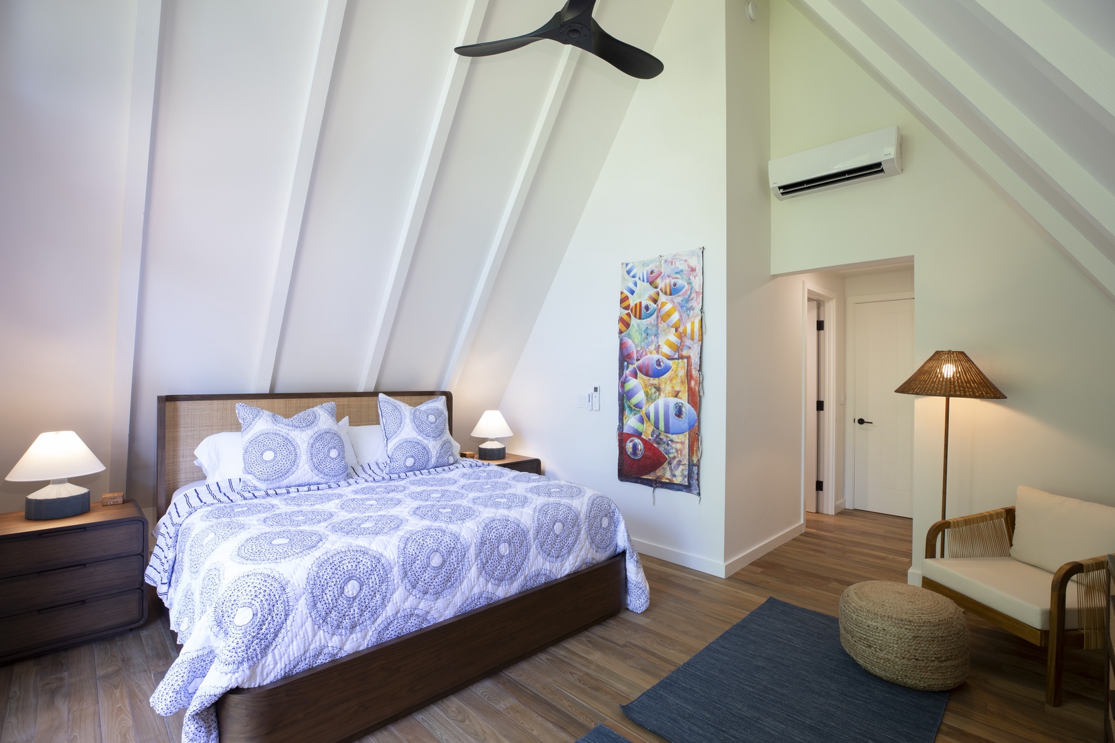 Kamuela Vacation Rentals, Hui Pu - Charming attic-style third guest bedroom with a peaceful color palette and relaxing vibe.