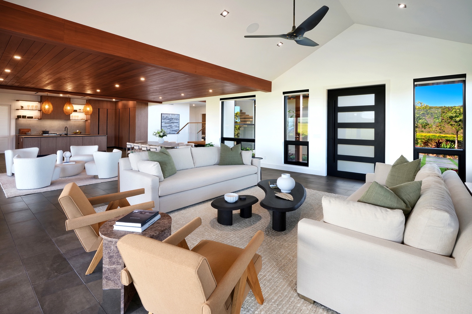 Koloa Vacation Rentals, Hale Hanohano - Open-concept living blending clean design and warm island textures.
